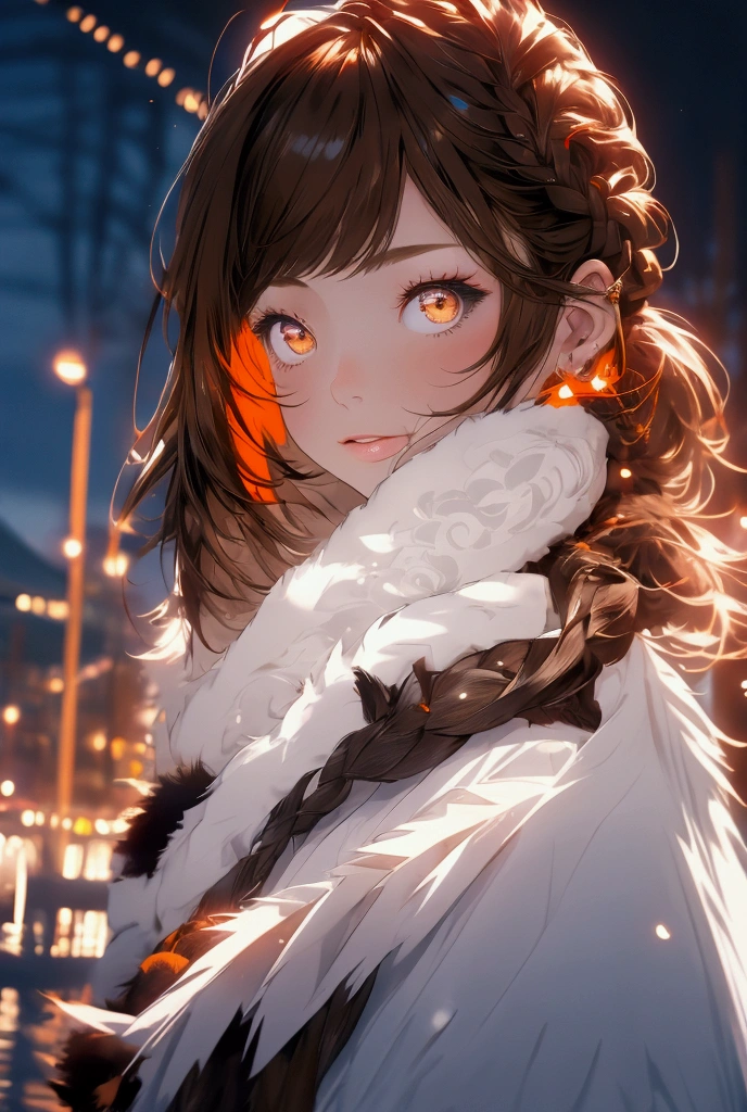 8K, RAW, best quality, masterpiece, ultra high res, colorful, portrait, (medium wide shot), (dynamic perspective), sharp focus , (depth of field, bokeh:1.3), extremely detailed eyes and face, beautiful detailed eyes, 
[best quality, shaded, extreme detail, highly detailed, ultra detailed, complex, realistic, perfect anatomy, full view], furry, wolf woman, fluffy fur and hair, colorful fur, fluffy tail, fur glove, fur vest , navel, short skirt, fur pencil skirt, fur tights, fur shoes,