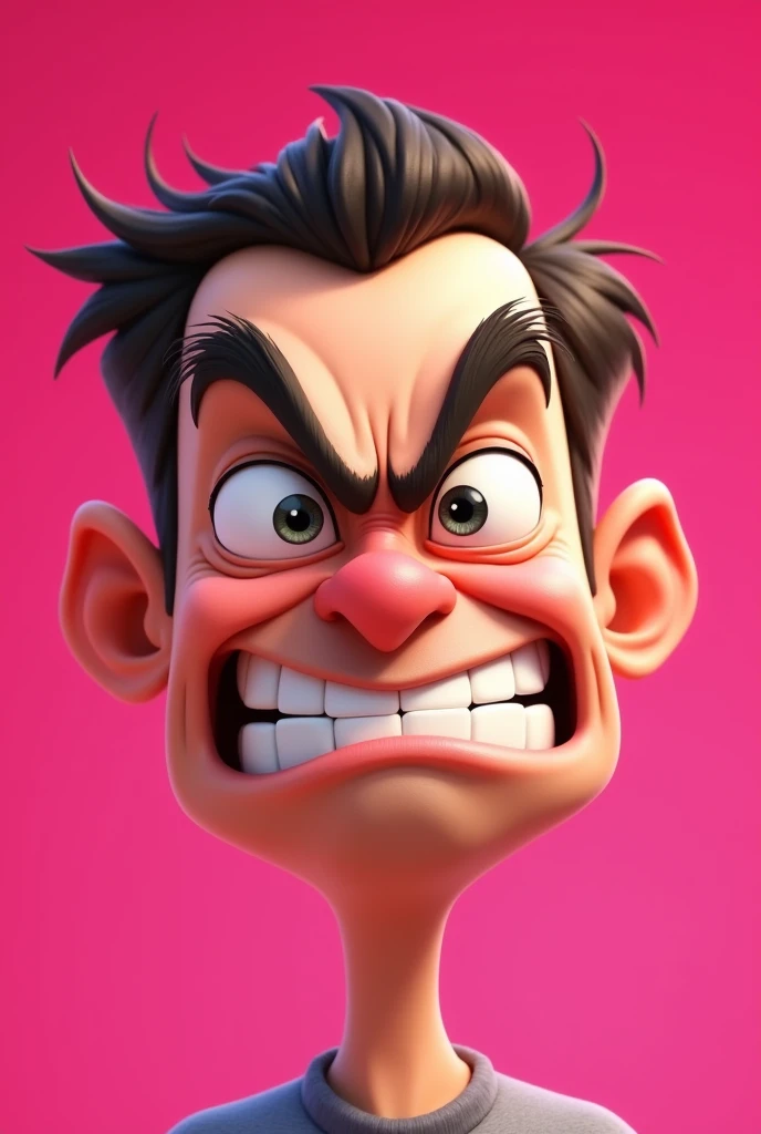 (((A caricature of a young man))), exaggerated angry facial expression, vivid colors, cinematic lighting, cartoon style, vibrant reds and yellows, highly detailed with exaggerated features, comic tone, dynamic pose, expressive eyes, furious expression, (masterpiece: 2), best quality, ultra highres, original, extremely detailed, perfect lighting

