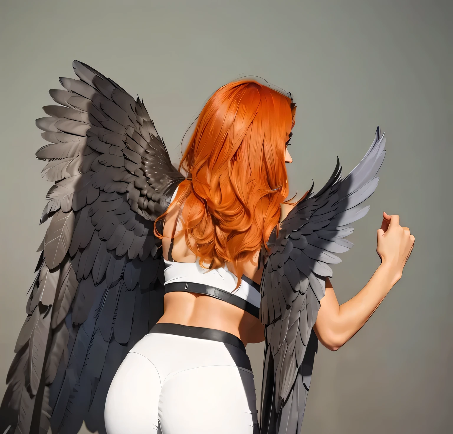 (masterpiece, best quality:1.2) orange longe hair, from behind