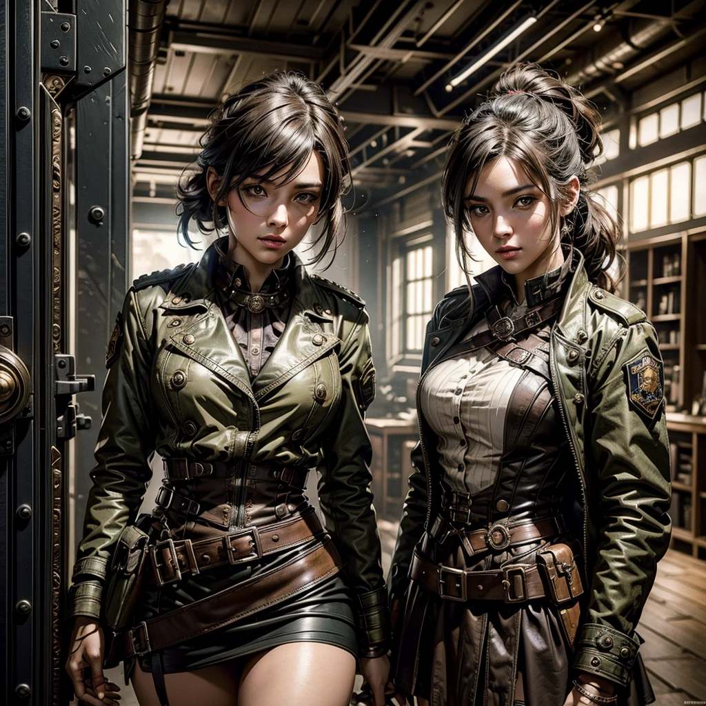 （in 8K、Raw photography、top-quality、tmasterpiece：1.2）、（Beautuful Women、soio、Photorealsitic：1.37）、（aegyo sal:1）、cute little、Professional Writing、photon maping、Physically Based Rendering、bob cuts、neons、Gray eye、steampunc、Clear background、fullllbody、A sexy --auto