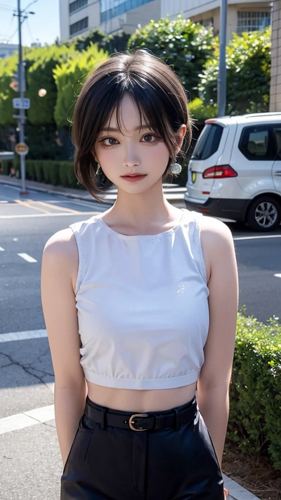 Female badminton player(1.5),Correct human anatomy:1.5),tmasterpiece,top-quality,super wide shot(1.5)(realistically:1.4),(RAW photos:1.4),Very delicate CG Unity 8K wallpaper,very delicate beautiful,Mann pays attention to detail,offcial art,(Beautiful eyes and face:1.5),Beautiful exquisite eyes,There is light on the face,one-girl,Short hair details,(Full body like:1.5),Badminton sportswear(1.5), Badminton competition venue,