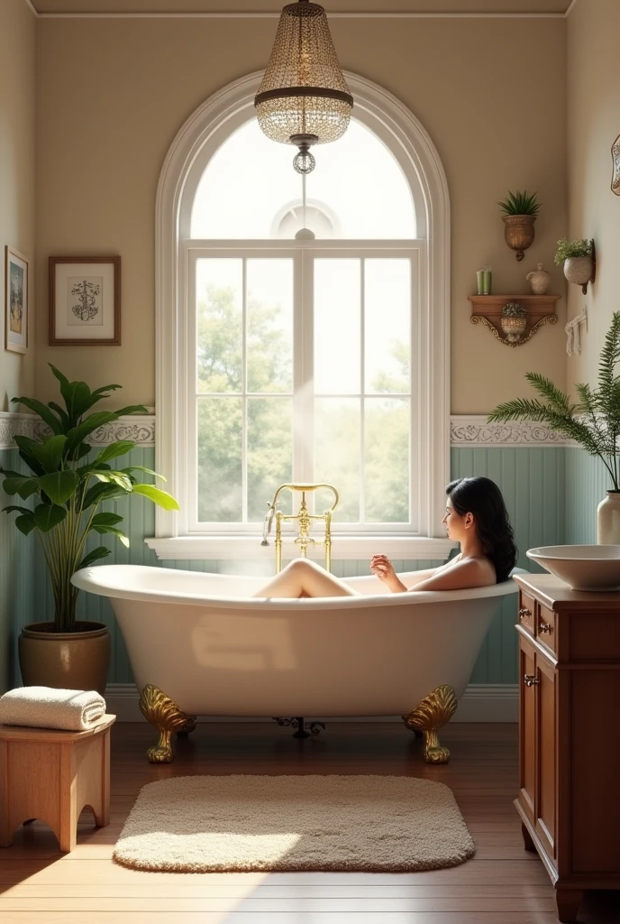 Ceramic girl in bikini lying on ceramic matcha tea bowl, detailed ceramic texture, intricate details, beautifully detailed eyes, beautifully detailed lips, highly detailed face and features, porcelain-like skin, serene facial expression, traditional Japanese house, matcha tea bowl on table, natural lighting, cinematic composition, vibrant colors, high quality, 8k, hyper-realistic, photorealistic, masterpiece, studio lighting, ultra-fine details