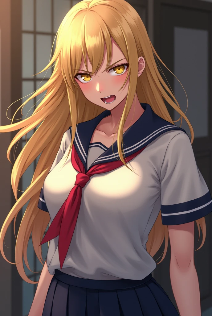 expensive body, expensive, Long legs, mature female, mature, Adult, It is_KonoSuba_darkness, darkness (KonoSuba), One girl, Blonde, blue eyes, Long Hair, hair ornaments, x hair ornaments, ponytail, Open your mouth, Completely naked、 alone, Aqua (KonoSuba), Anime Coloring, chest, Day, Parody, Outdoor, Upper Body、Covered in scars