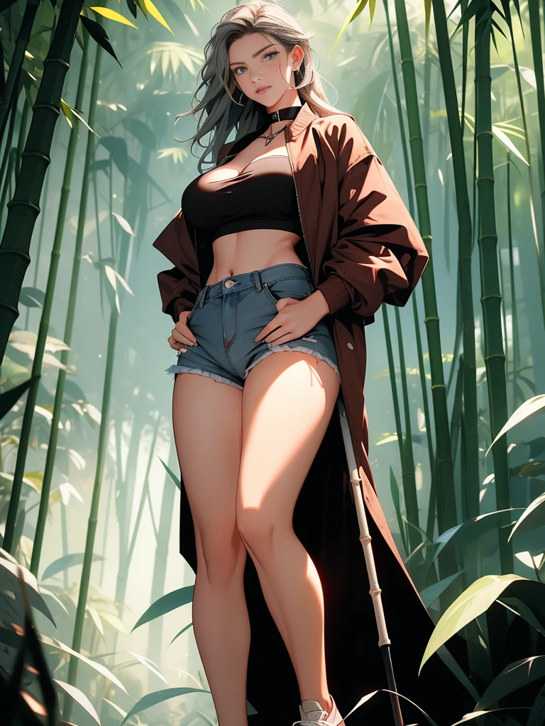   , Croped, , cleavage, slim waist, cropped hoodie underboob, cropped hoodieunderboobhoodie, 1girl, 2 wolf ears, wolf tail, marijuana crop hoodie, crop shorts, marijuana hoodie, spiky hair, spiky fur, green hair, red eyes,marijuana field, tight clothes, perfect eyes, perfect hands, clear resolution, full body, cleavage skin, marijuana plants, open hoodie, marijuana scenery, black thigh high socks, full body, earrings, 1girl, skirt,  cleavage, slim waist, cleavage, slim waist, hair pulled back, 