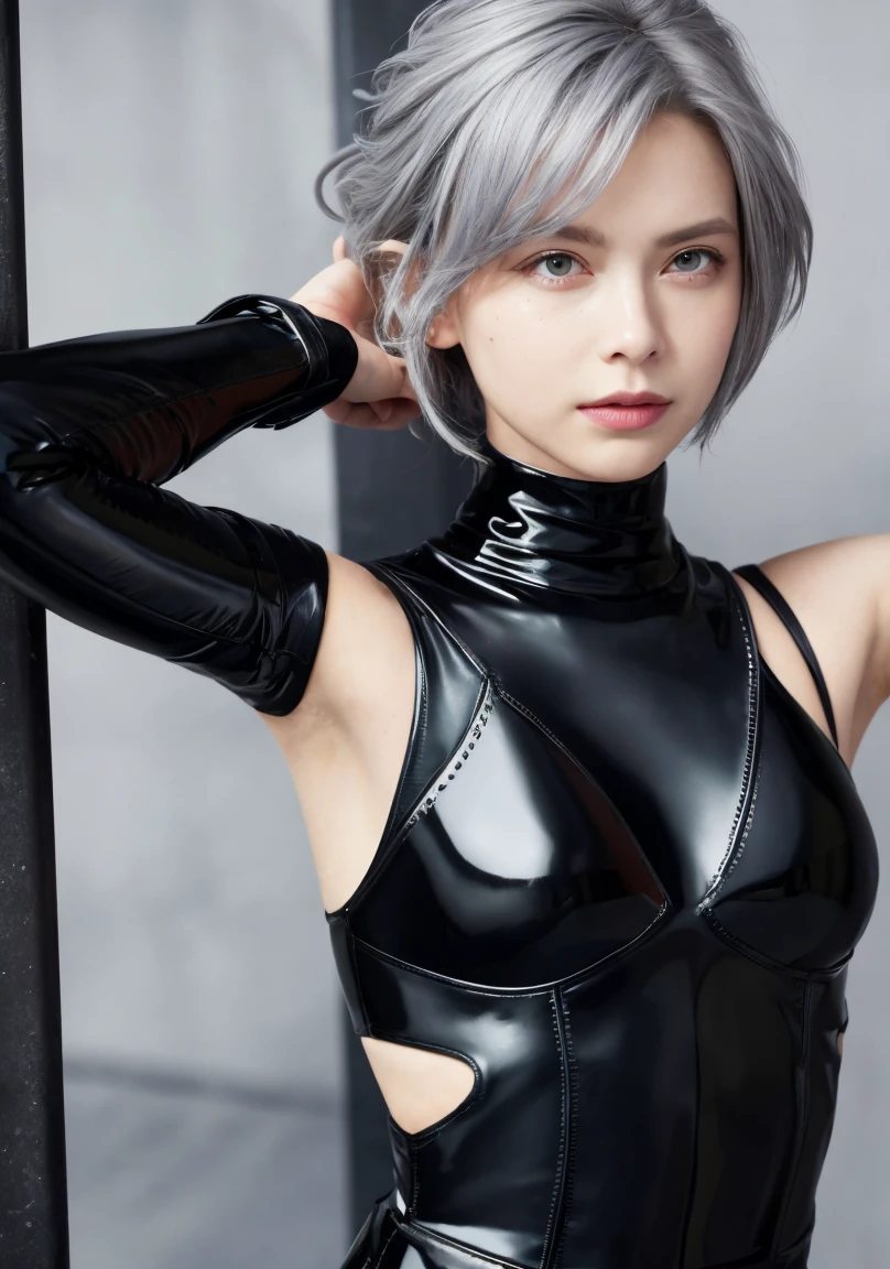 236 20-year-old female, short hair, pants, A kind smile, lipstick, Abdominal muscles