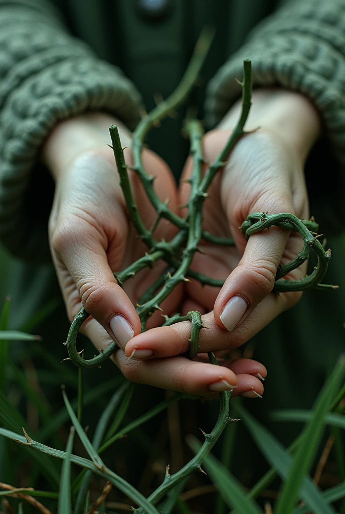 plants intertwined in shapes of hands