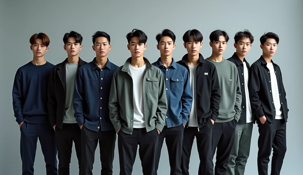 masterpiece, best quality, three people (((Boy))) smiled standing up, jeans, (polo shirt), time, seorang anak time, ((full body))