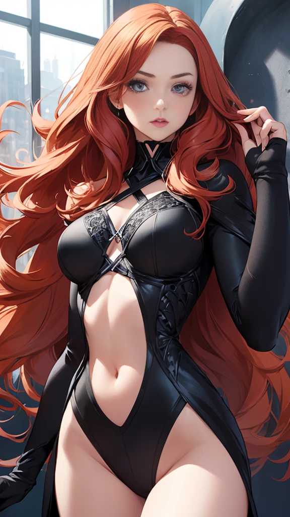 1 girl,  black suit, Madelyne Pryor