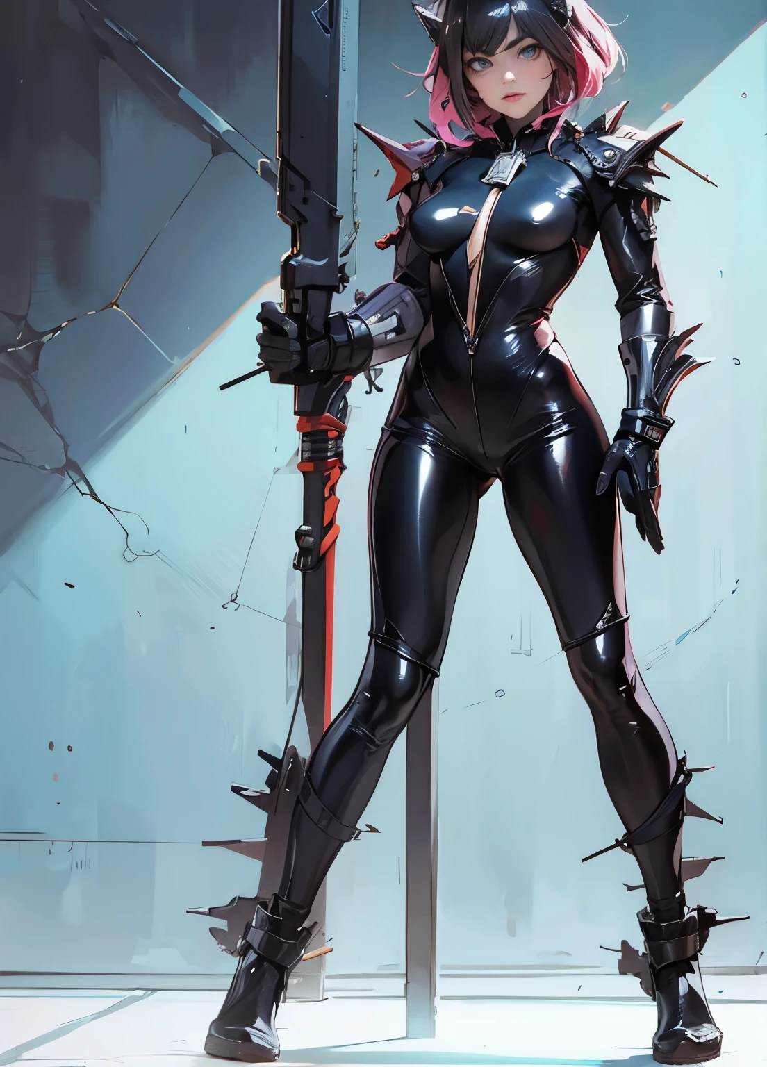 A close up of a person in a black suit holding a sword - SeaArt AI