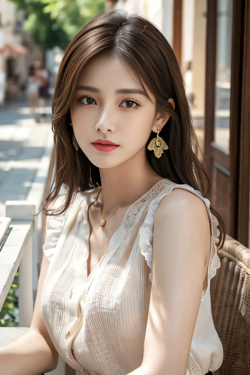 beautiful 16 year old girl, the sexiest woman、long wavy brown hair, light brown eyes, Beautiful brown-haired realistic girl、16 year old girl、complete nudity、very sexy and realistic photos、whole body、Angle that emphasizes the face、Focus on the face、Ethereal beauty, long brown waves cascade down her shoulders, ((detailed face:1.2)), ((detailed faceの特徴)), delicate skin、Reflectors that add depth to her attractive features, Photographed with Canon EOS R5, 50MM lens, f/1.8, High resolution, (8K) (wallpaper) 、shadowless lighting、studio lighting、soft light, ((david hamilton style)), Bedroom in a luxury hotel in Rome、Dark night bedroom、very sexy room、Dark, warm, subdued indoor lighting、classic luxury decoration、big bed、big pillow、16 year old adult sexy Japanese woman、translucent white skin、very white skin、clean skin without blemishes、very sexy face、Very big face、Silky delicate hair、Gorgeous wavy hair like an actress、thin eyebrows、long eyelashes、横長でとてもきれいなlight brown eyes, 、Great highlight on the eye、Clear double eyelids、looking here、red lips、smile a little、the most sexy look、Eyes half closed、 body type、thin and long neck、small sagging breasts、small nipples、large and luxurious gold necklace、Big gold earrings in the ears、complete nudity、no bra、no panties、exposing breasts、Realistic anatomically correct body、very close up of the face、whole body、from the front、from a little below、