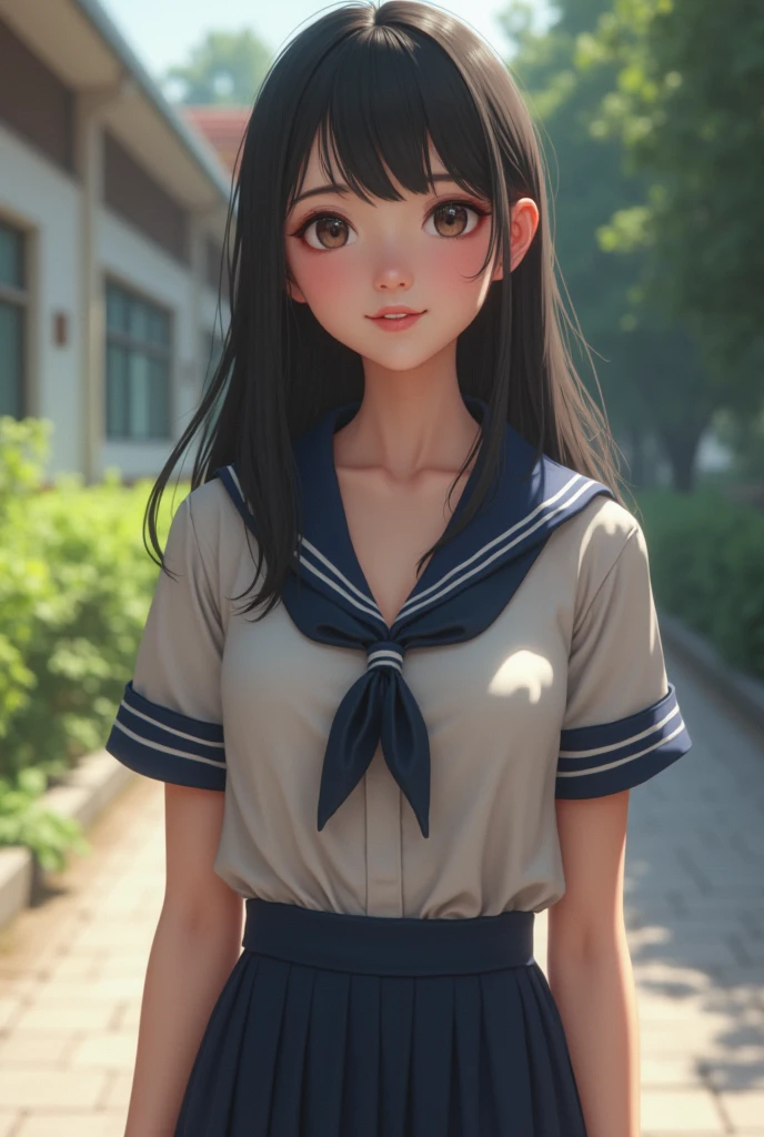 High resolution, Highest quality, super high quality, Very detailed, 8K、Embarrassing、Sweaty、Sweat、Embarrassing、(masterpiece:1.2, Highest quality), (Realistic, photoRealistic:1.4), Beautiful illustrations, (Natural Side Lighting, Cinema Lighting), View your viewers, whole body, 1 Girl, Japanese, high school girl, Perfect Face, Cute and symmetrical face, Shiny skin, Baby Face, (Black Hair), Hair between the eyes, black eye, Big eyes, Droopy eyes, (Center of chest, Captivating thighs, Big Ass)、(Glasses:1.2)、Play sports often、Tight panties