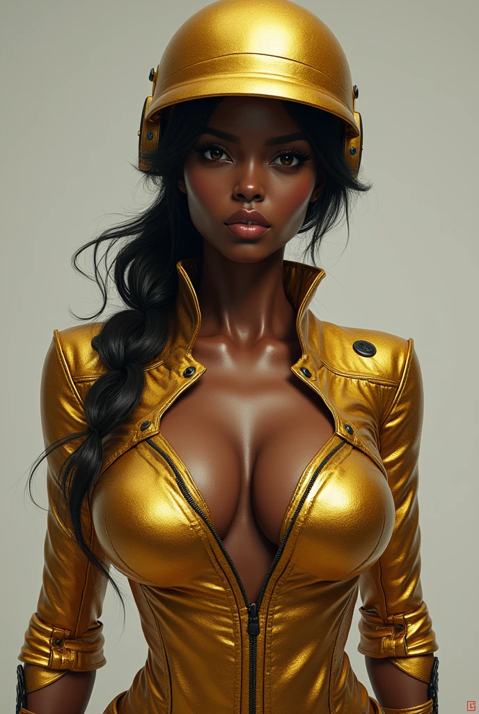 ((masterpiece)),(((best quality))),((character sheet)), ((full body view)) ((black woman)) ((afro combed to sides)) ((seductive pose)) mature face, defined cheekbones, high cheekbones, illustration, girl, muscular, ((afro:1.4)), sexy bimbo, (gigantic breasts:1.7) black hair, ((detailed face:1.4)) beautiful woman, (yellow leotard:1.4), (gold hoop earrings:1.6), (thighhighs:1.4) (yellow lips:1.6) , shiny skin, scribbles and marks,(puffy lips:1.5) , rough sketches, 8k,16k, (simple background, white background: 1.3), yellow and black color palette, brown legs, orange arms, (black skin:1.7)
