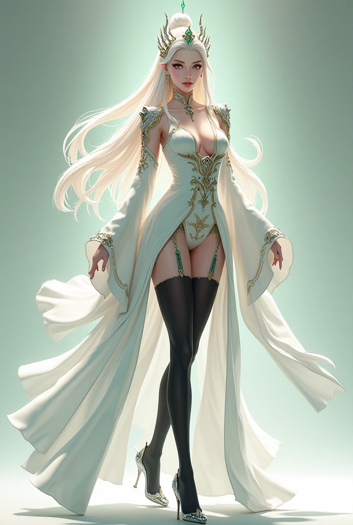 (((masterpiece,high resolution,best quality))), 1girl, solo,wine bottle,bare legs, large breasts, lying, on back, petals, looking at viewer, armpits, open mouth, solo, blush, wet clothes, heart, arms up, wet, bed sheet, origin, 1girl, red cape, boots, gloves, epaulettes, black corset, corset, black gloves, :d, black skirt, Pirotess, (yellow eyes), white hair, silver hair, very long hair, straight hair, solo, adult woman, tall, slightly muscular, large breasted, cleavage, constricted waist, Toned body, slight abs, thin dark skin, pointy ears, lipstick, makeup, black eyeshadow, circlet, white short dress, jewelry, bracelet, white gloves, thigh boots