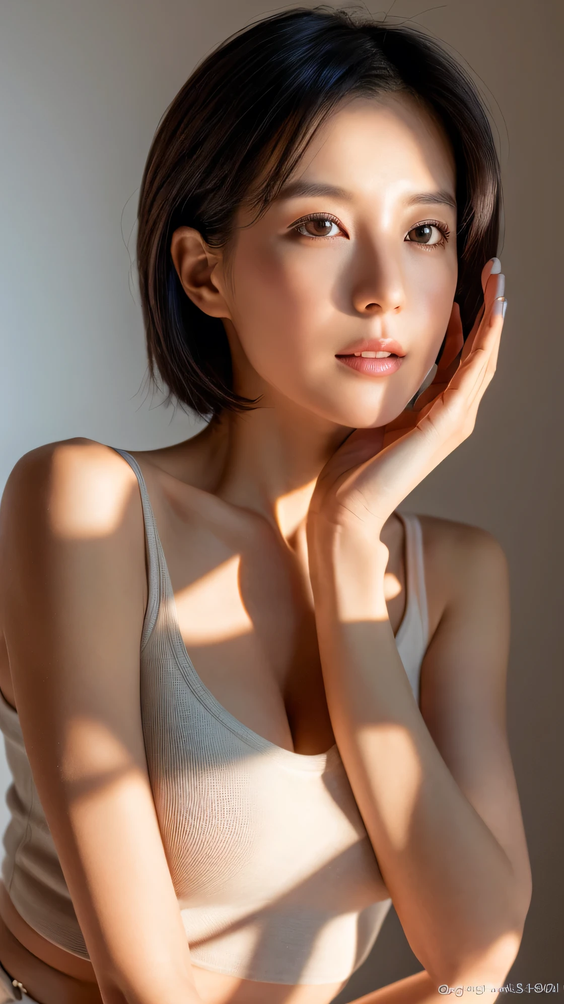 (8K, realistic, RAW photo, top quality: 1.3), (1 girl), super beautiful, (realistic face), (boyish, Silver Color Get used to itrry Shorthair), Get used to itautiful , A glare that captivates the viewer, Get used to itautiful expression, Get used to itautiful breasts, (realistic skin), Get used to it...