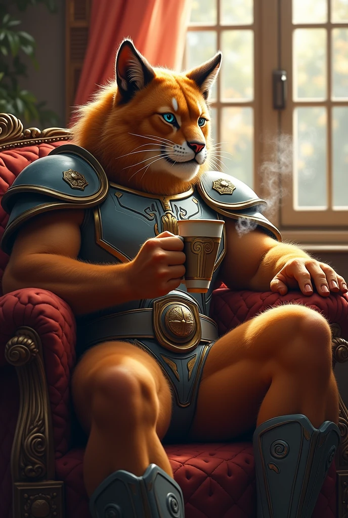 White leopard kitten. Baby , small, , Male, holding, is sitting, weapon, shoulder pads, Path, belt, Male focus, horns,Background to the war, colored leather, fire, candle, Without clothing , completely naked.vagina , ((Masterpiece, Best quality))
