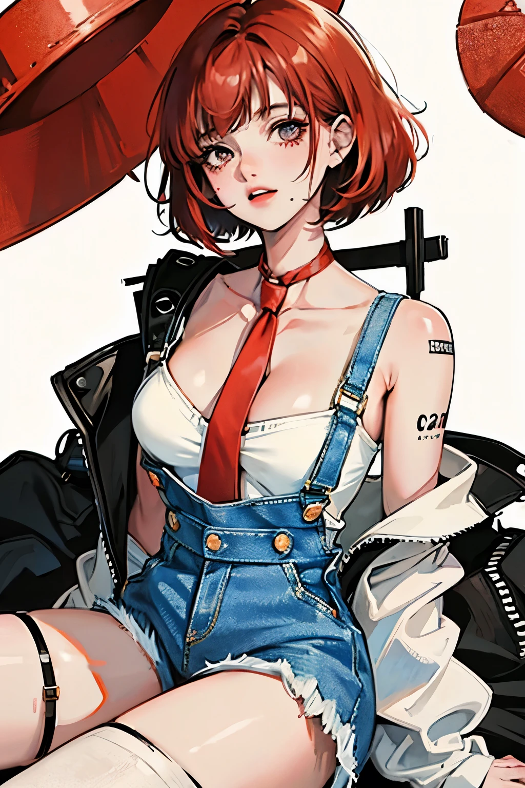 masterpiece, best quality,
solo,
cowboy shot,
facing viewer,
soft smile, light smile,
<lora:GGST_Artwork:1>,
1girl, purple eyes, red hair, (low hair rings:1.35), blunt bangs, medium breasts,
taut clothes, choker, bandeau, elbow gloves, taut shorts, belt, heart tail, patterned legwear, pantyhose, high heel boots,