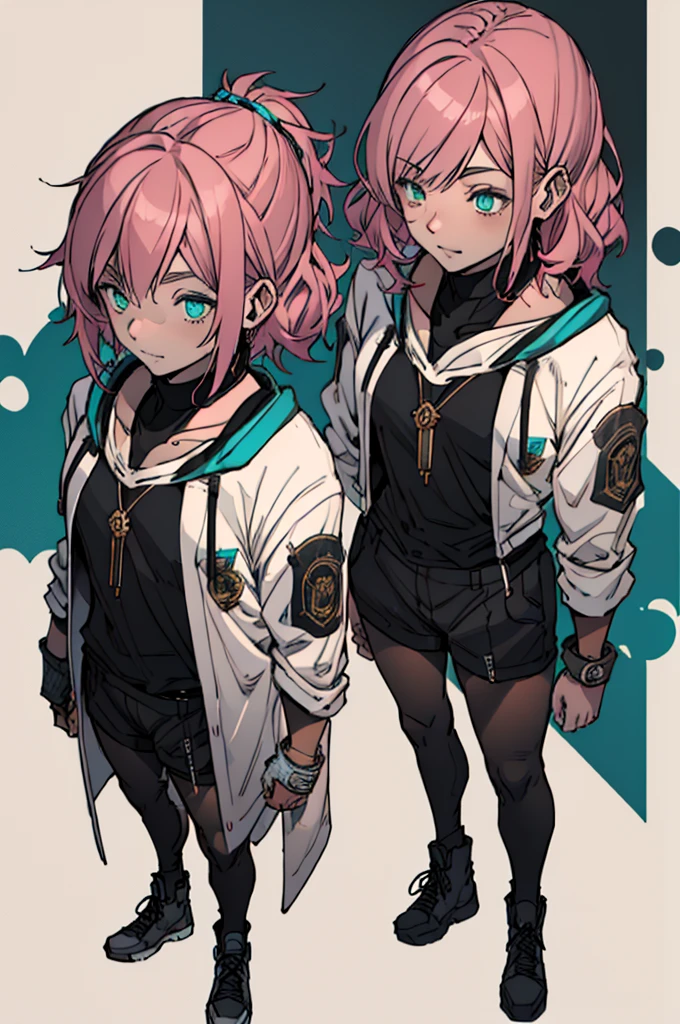 1 girl, woman, beautiful, occultist with short pink hair and turquoise eyes, full body