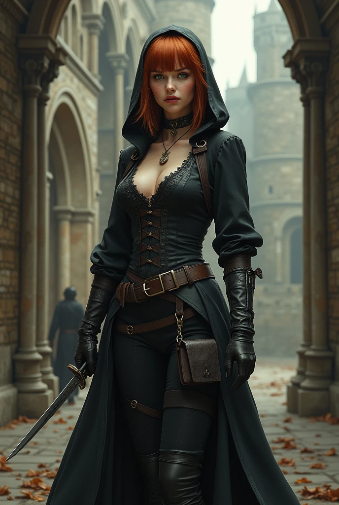 1girl, sword, holding, weapon, solo, gloves, holding_weapon, standing, holding_sword, thighhighs, black_legwear, looking_at_viewer, outdoors, long_sleeves, breasts, wide_sleeves, garter_straps, dual_wielding, coat, medium_breasts, night, black_capelet, white_jacket, blurry_background, black_shirt, black_skirt, open_coat, short_shorts, shorts, "glow effects, godrays, Hand drawn, render, 8k, octane render, cinema 4d, blender, dark, atmospheric 4k ultra detailed, cinematic, Sharp focus, big depth of field, Masterpiece, colors, 3d octane render, 4k, concept art, trending on artstation, hyperrealistic, Vivid colors, extremely detailed CG unity 8k wallpaper, trending on CGSociety, Intricate, High Detail, dramatic", anime coloring, anime screencap, sweating, steaming body, fog