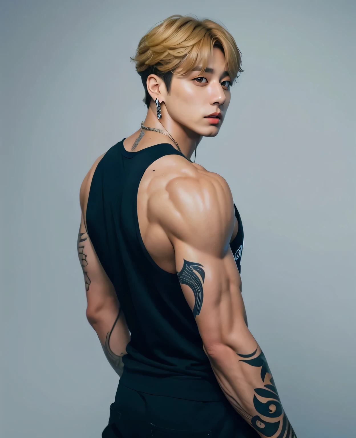 JUNGKOOK BTS, muscular, masculine and marked