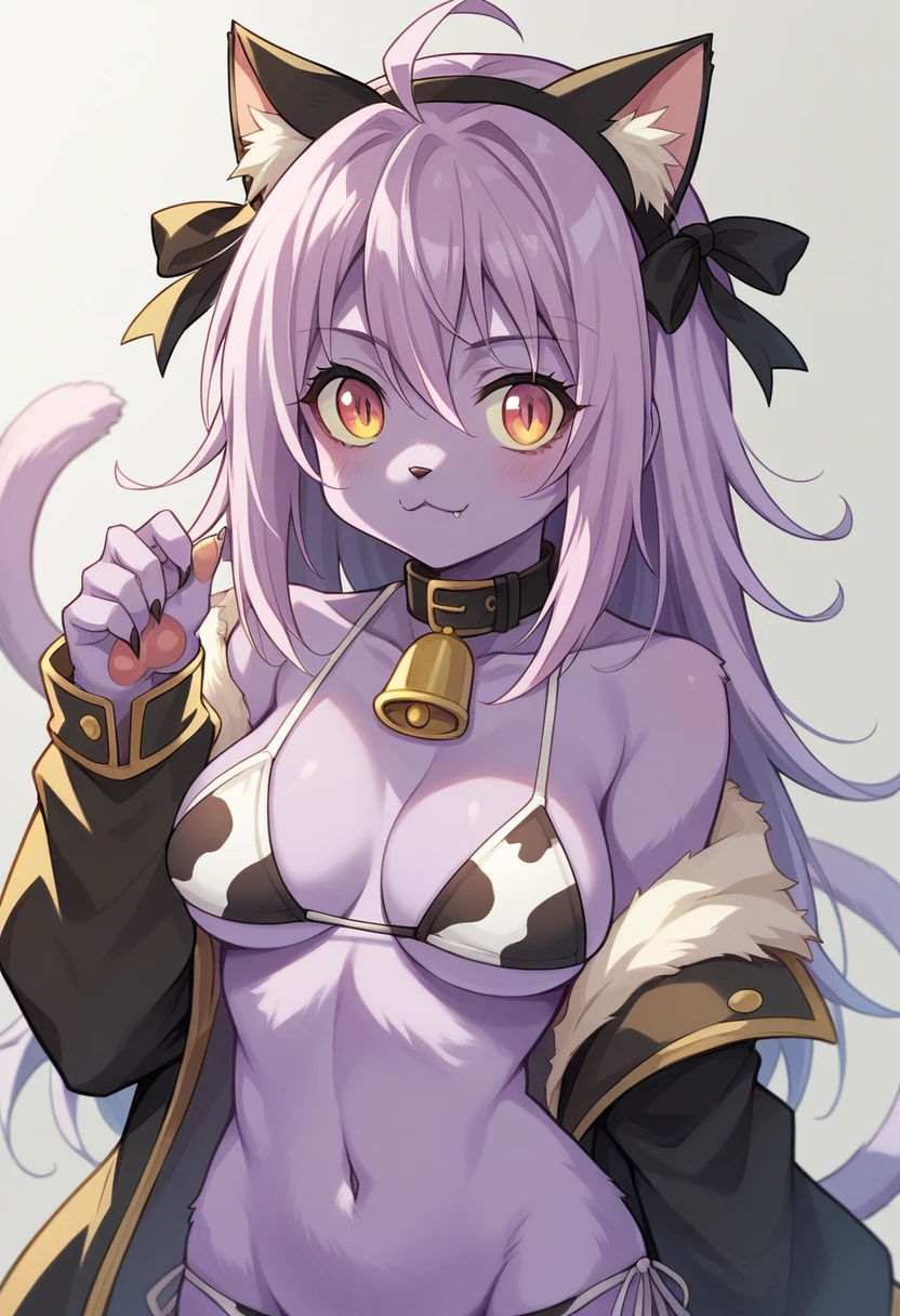 masterpiece, score_9, score_8_up, score_7_up, source_anime, best quality, extremely detailed, 1girl, solo, (colored skin, black skin:1.8), koyanmixpdxl, (large breasts:1.8), ((((pink hair), long hair, yellow eyes, pink fox ears))), blue lips, (((lingerie))), ((naughty smile), closed mouth), ((bedroom))