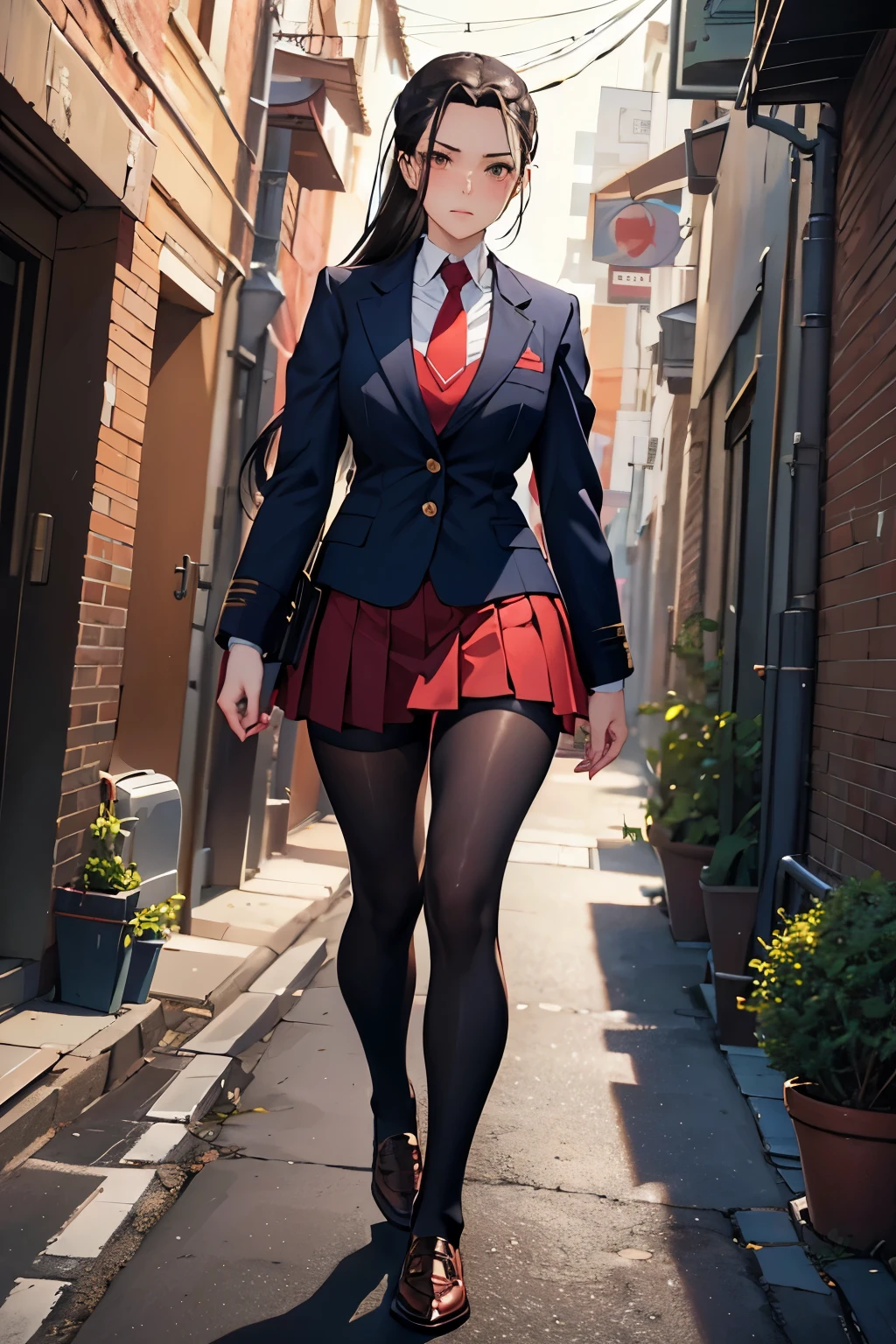 der riese art, a hyperrealistic schoolgirl, 非常に詳細なder rieseショット, der riese, Shorthair, a huge high school girl、'It's much bigger than a skyscraper, Wearing rimless glasses, Colossal tits, Big ass, Navy blue blazer, Red tie, Mini Length Skirt, Black pantyhose, i don't wear shoes., miniature metropolis, i'I am playing with capturing very small aircraft carriers and battleships.., nffsw, giga der riese, der riese, crashed warship, small warship, micro warship,