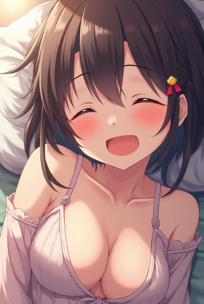 One Girl, Mirai Kasuga, ((Browsing Caution)), Big Breasts, From above, explore,(((Completely naked))), Heterosexual, Nipples, Embarrassing, Open your mouth, blush, Sweat,  (Embarrassing:1.1), (blush:1.2), (orgasm:1.2), charm, (shout:1.1), (Move a row:1.1), Sweat, Heavy breathing, Expansion Division, pov,1 boy, penis, breasts blowjob, paizuri, penis is between breasts, penis in breasts, breast squeeze, fellatio, penis, (((Blowjob))),  facial,  Bukkake(Bukkake),   night,On the sofa, pillow, break, Shiny skin, 最high quality, high quality, Absurd, High resolution, High resolution, Game CG, Extremely detailed CG, wonderful, Official Style, Ultra-fine illustrations, In detail, Complex, Complex details, Extremely detailed CG unity 8k wallpaper 