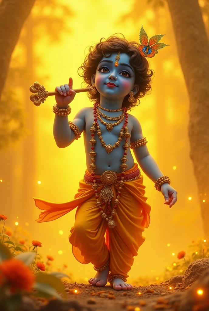 Indian lord krishna child roop with a 2 man