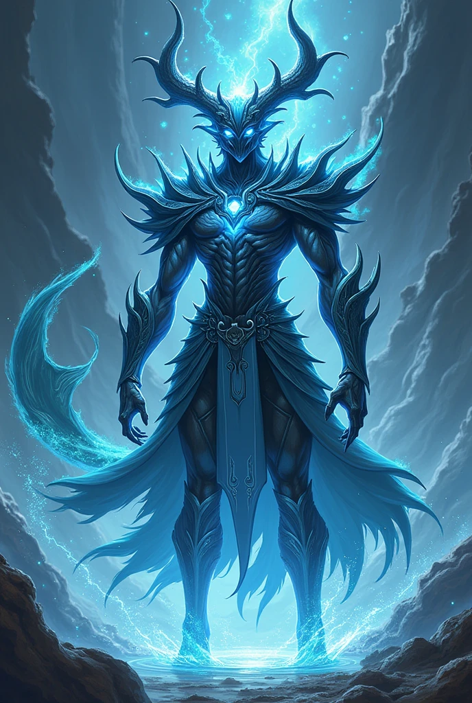 "Create an ultra-detailed, best quality, high-resolution masterpiece depicting an umbral elemental with a god figure seeping with purple and orange green energy" perfect shadows, high quality shading, photorealistic,
