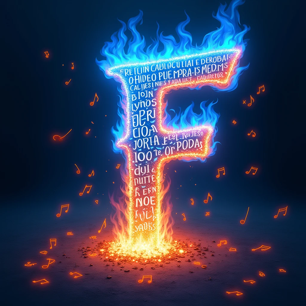 Redhead woman in white bikini and denim skirt, with 20cm red heel, holding the letter Y of fire in the right hand and the number 7 of fire in the left hand.