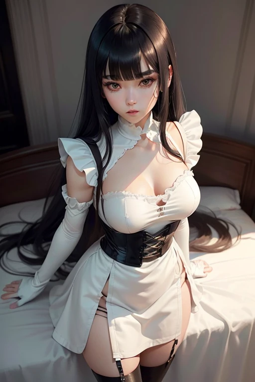 1 girl,(Highly detailed skin),beautiful胸,big breasts,Pale skin,Pointed Chest,Erect nipples,Best image quality,surrealist portrait,(8K),Ultra-realistic,最high quality, high quality, High resolution, high quality texture,High Detail,beautiful,Become familiar with,Extremely detailed CG,Become familiar withテクスチャー,Realistic facial expressions,masterpiece,Presence,dynamic,bold),bob hair,(Ultra-thin hair),(Super soft hair),(Ultra Straight Hair:1.5),流した長いbangs,Hair above one eye.Black Hair、bangs、Look forward、Watching the audience、Two-dimensional beautiful girl、(masterpiece、最high quality、beautiful品質、Photorealistic、Look at the audience、Detailed lighting、Highly detailed skin、Very fine hair、very nice teeth、Shadowy、8K:1.2)、(women photographs、1 girl:1.2)、high school girl、photograph、若いwoman、The cutest in the world、Perfect beauty、Perfect proportions、Sexy appearance、nudist、nude、naked、Pink nipples visible、Black Hair、Long Hair、bangs、woman, Printed sundress, Sitting pose, Country lake, Perfect body, big breasts、Facing forward、Watching the audience、Second dimension beautiful girl