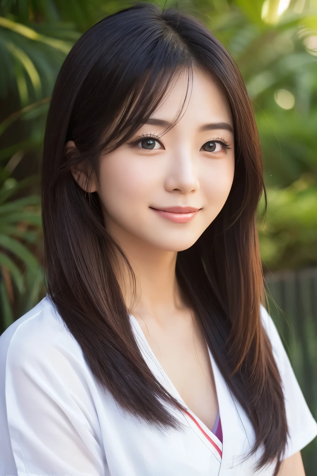 masterpiece,best quality,(Japanese ),((Beautiful girl)),cleavage,indoor,(perfect body beauty:1.2),(shy smile),beautiful teeth,