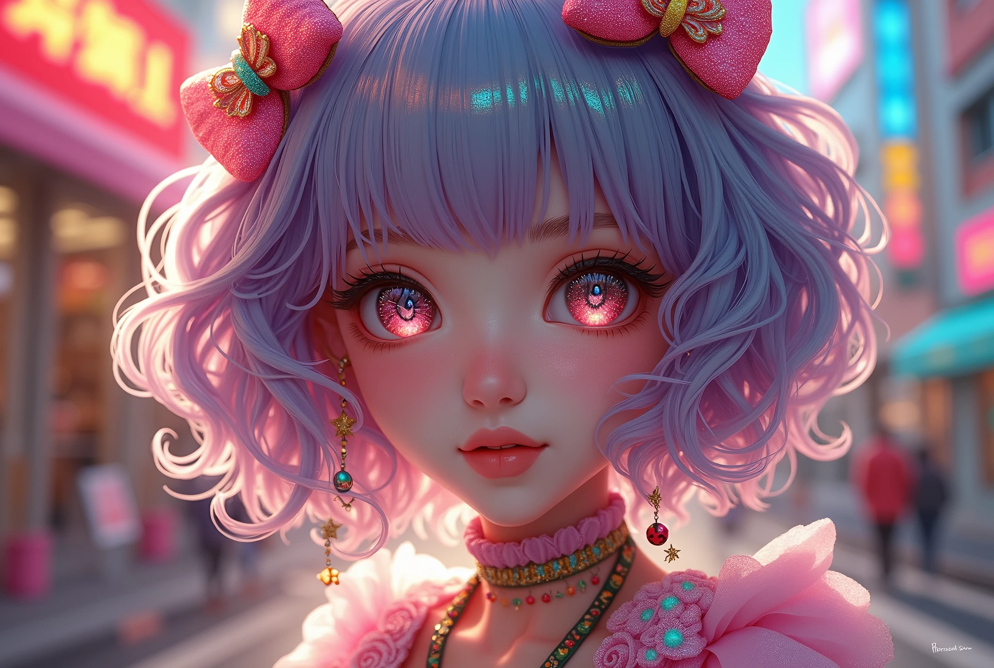 "((Charming)) Gijinka Girl, ((PlayStation 5-inspired costume)), cherry blossom backdrop, ((ethereal atmosphere)), ((soft pastel hues)), detailed painting, ((captivating gaze)), masterpiece