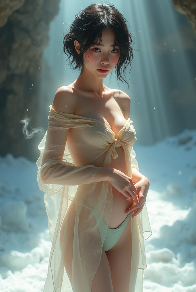 a lovely painting of (Selena Gomez:Emma Watson:0.8) ,30-years age,in the forest with light snow falling, a lovely painting of a girl in the forest with light snow falling, mesmerizing dance of lights, colors among trees, breathtaking natural light show, masterpiece, long exposure, professional photograph, soft focus, mystical atmosphere, unreal engine, trending on ArtStation, (( ambient lighting, depth of field effect, detailed pollen particles, soft, ethereal glow, magical, dreamy, surreal))