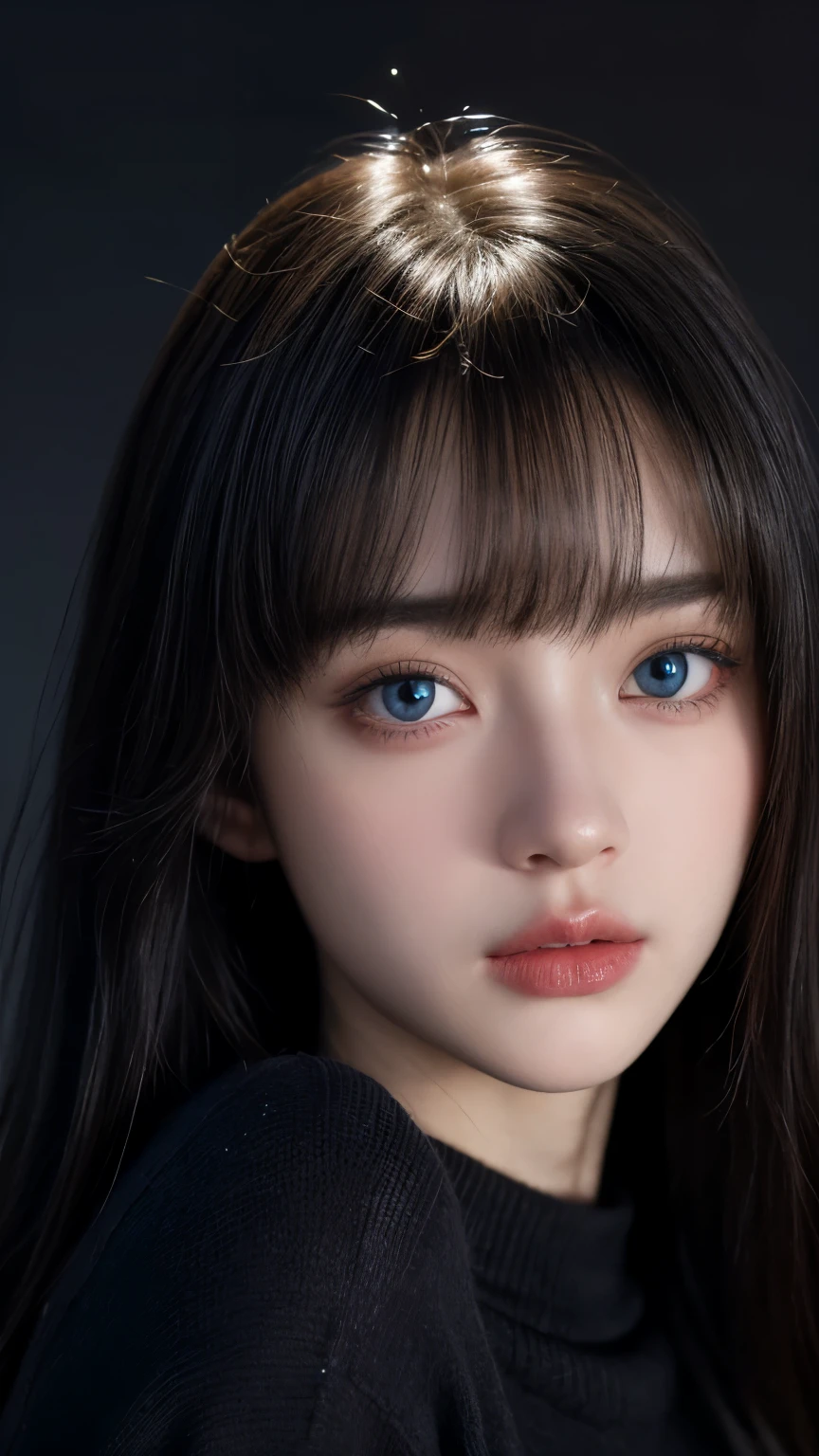 highest quality, masterpiece, 超A high resolution, (Reality: 1.4), Original photo, One girl, Cinema Lighting、blue eyes、Fine grain、((Very big eyes)),((Clear eyes)),((double eyelid))Detailed skin、Real Skin、Detailed Hair、Beautiful Hair、beautiful eyes face、