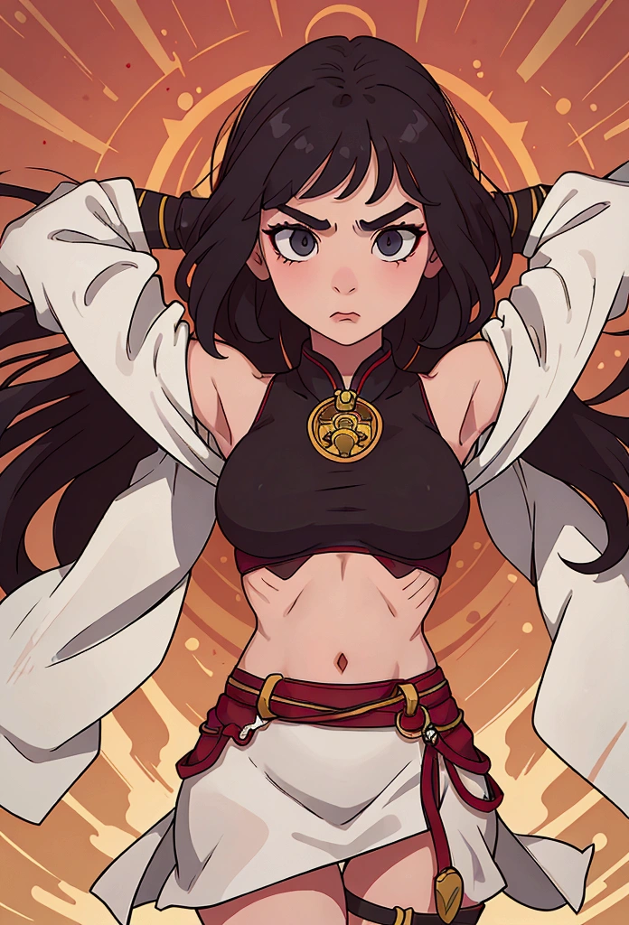 (best quality, masterpiece), 1girl, fundoshi, seductive smile, hime cut, oni,