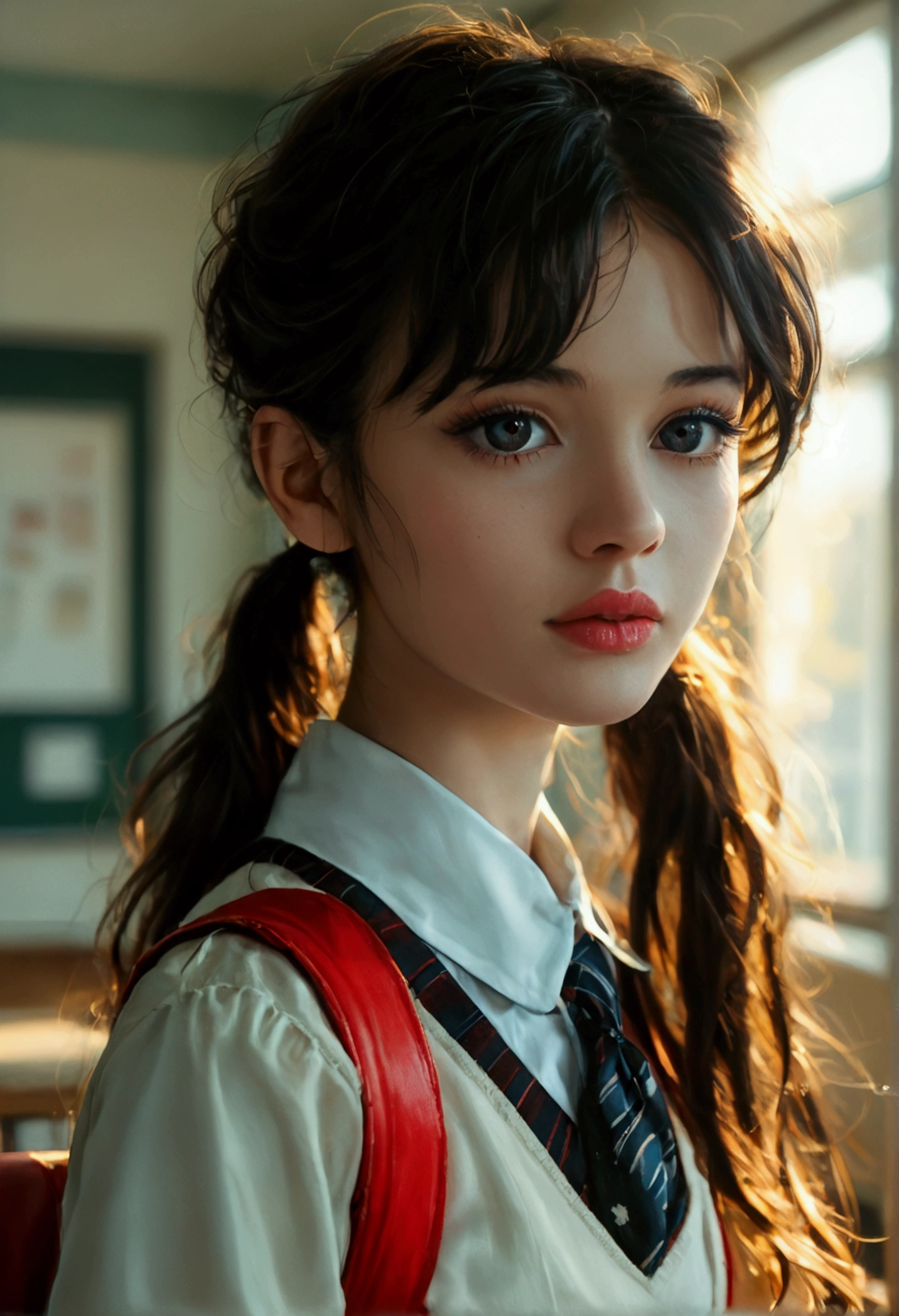 score_9, score_8_up, score_7_up, a girl, wearingc simpy school uniform, full body, at school, beautiful detailed eyes, beautiful detailed lips, extremely detailed eyes and face, long eyelashes, cinematic lighting, muted colors, realistic, photorealistic, 8k, high quality, masterpiece