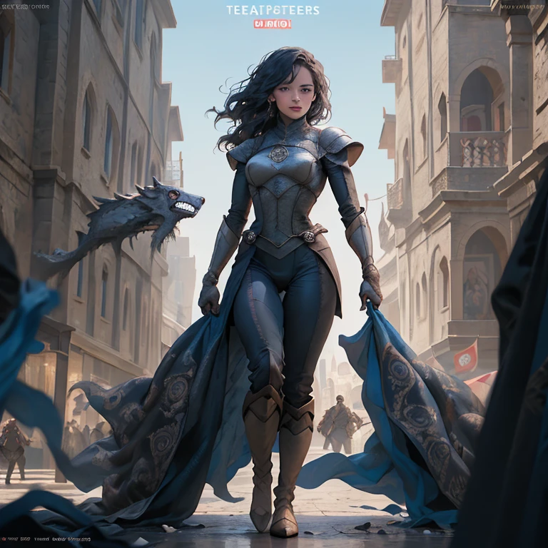 An agent, charming when she can be seen and almost invisible when in the shade. With a detailed bow and arrow and a detailed and broken glass armor. In a background of tall buildings and smoke or fog. In a defensive position, ready to fight. With a light effect in the arc of attack. Art --auto