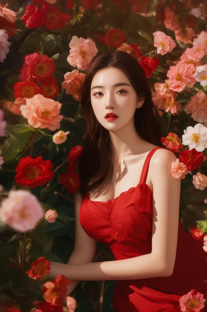 Red and pink rose petals