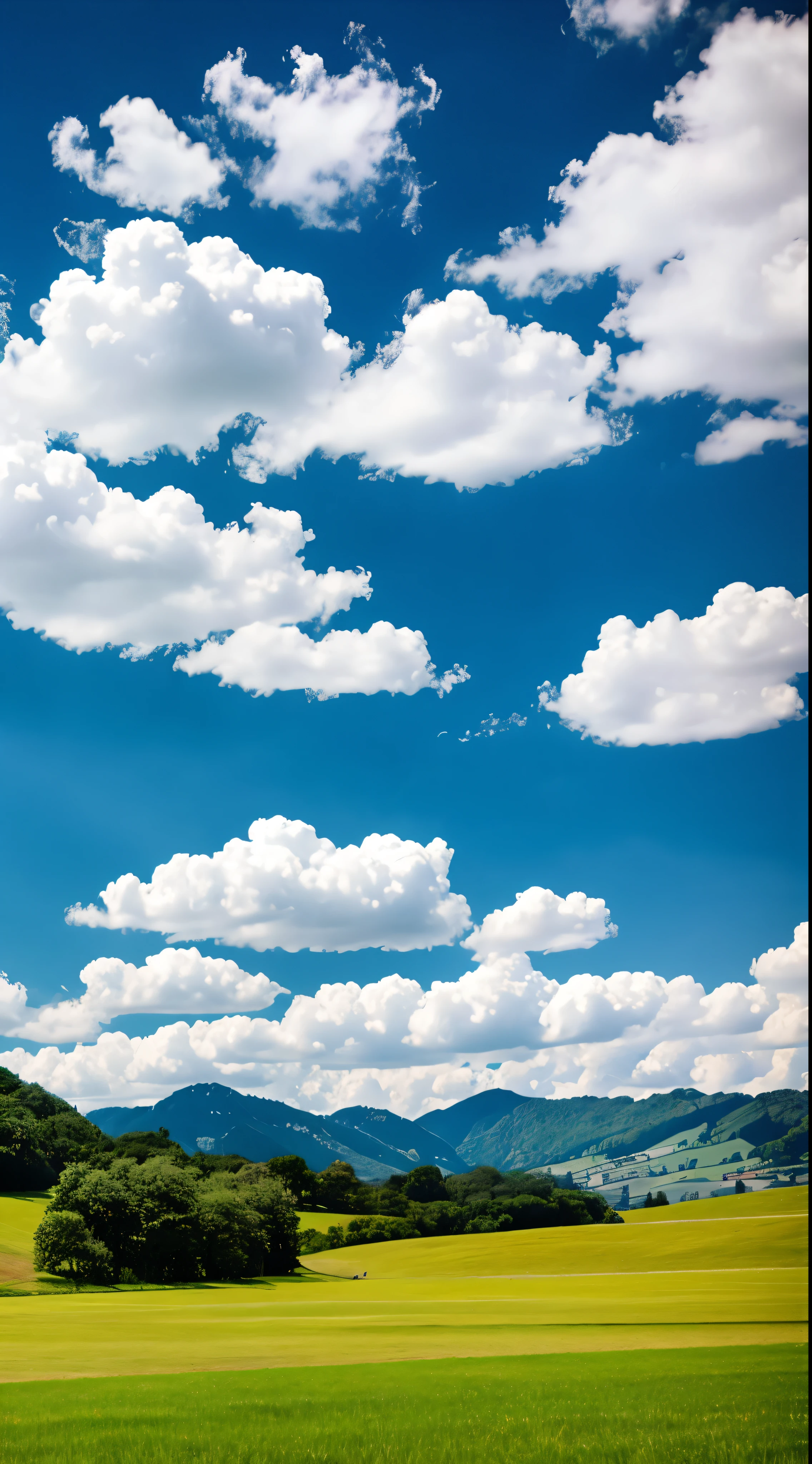 With high definition images，Blue sky, white clouds, sunny grassland 、A vivid view of Mt. Fuji。 