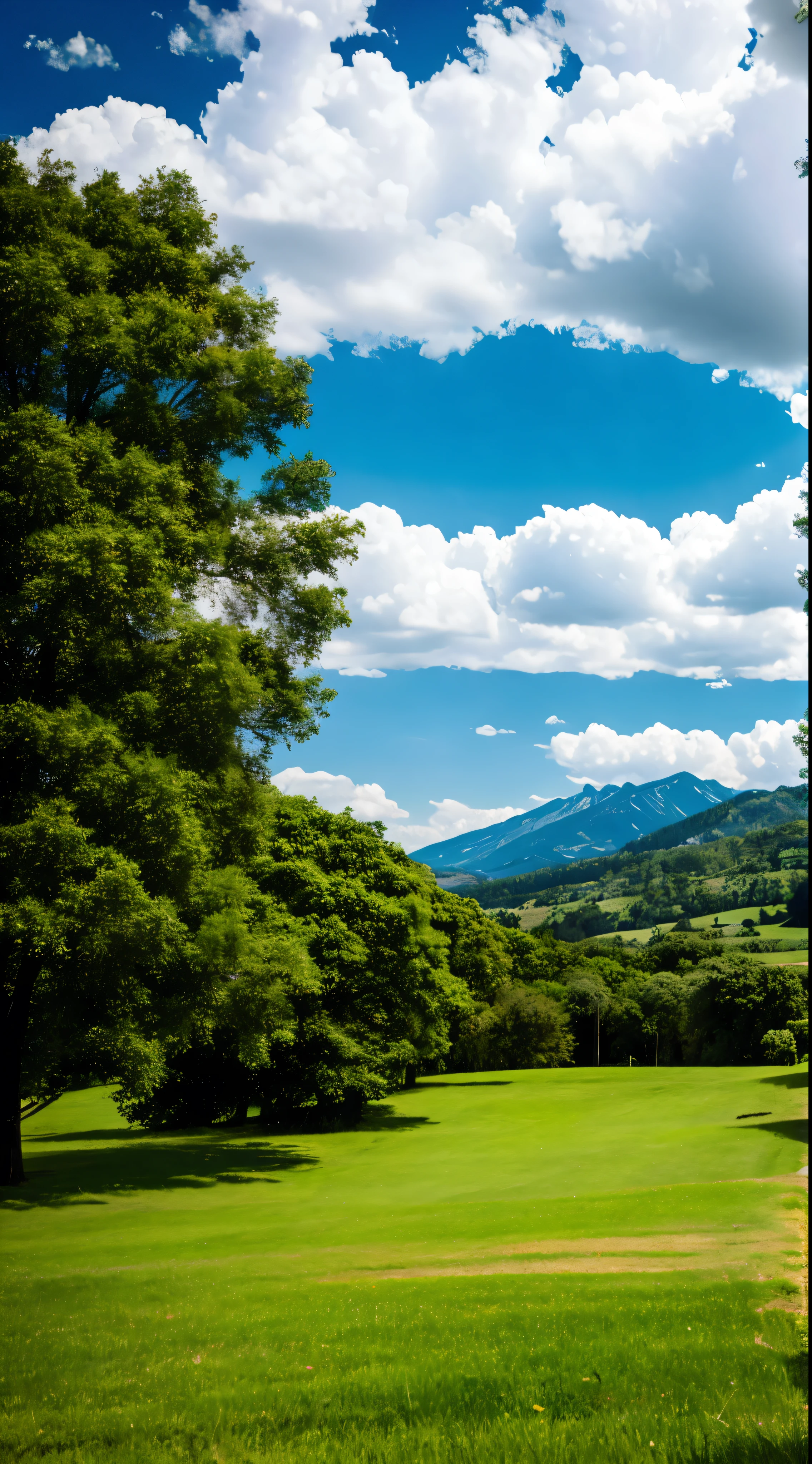 With high definition images，Blue sky, white clouds, sunny grassland 、A vivid view of Mt. Fuji。 