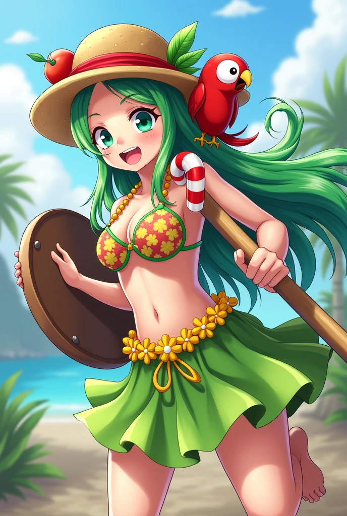 Enter an oasis where a woman in watermelon-inspired costumes basks in the refreshing ambience of a watermelon-themed paradise. Surrounded by huge watermelon slices and vibrant décor, She personifies the joy of summer delights.