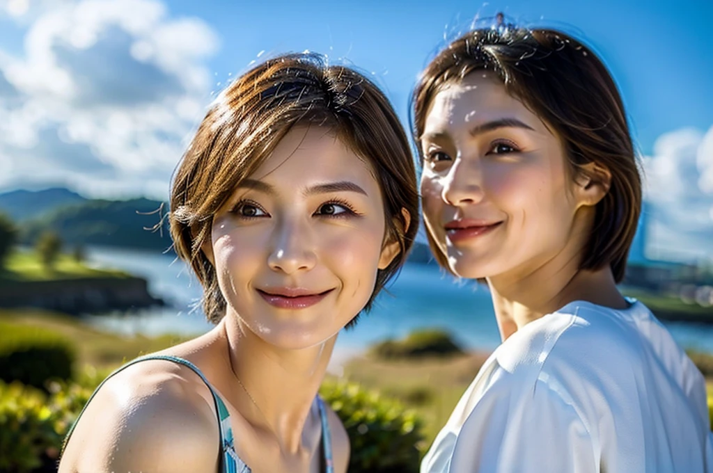 ((Highest quality)), ((masterpiece)), (detailed),Perfect Face,Japanese,Landscape Mature Woman,Upper Body