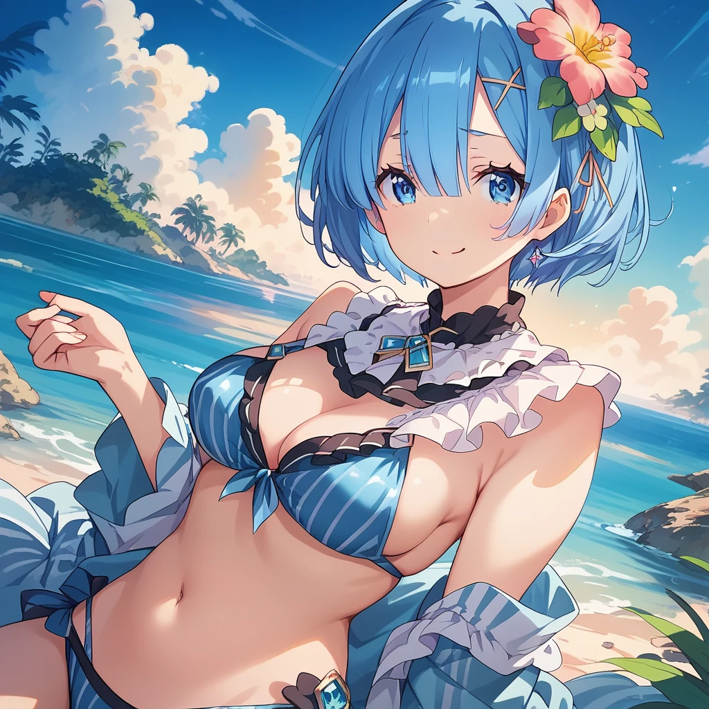 absurdres, highres,
BREAK
looking at viewer, cowboy shot, (from above:1.5)
BREAK
(vivid-color:1.3)
BREAK
(one girl:1.3), (:1.2), rem_(re:zero), (re:zero kara hajimeru isekai seikatsu:1.5), (blue hair:1.5), (blue eyes:1.5), (hair over one eye:1.8), (upturned eyes, smile:1.2), hairclip, earrings, jewelry, nm1, ribon, (short hair:1.5), (bob cut:1.5), (black strings bikini:1.2), (White fluid on the body:1.4), (thighs:1.3), (huge breasts, cleavage:1.3), (breasts focus, milk drip on breasts:1.3), (put a stick between one's breasts:1.3), (smile face:1.3), open mouth, (breast:1.3), round eyes, (cum in breasts:1.2), (blowing in the wind:0.5), (sweat around girl, dripping sweat:1.3), squall (wind:1.2), sense of speed, refreshing breeze, motion blur effect, wind
BREAK
background is (beach:1.3), (Stand in the center of the screen:1.3), outdoors, wind
BREAK
sunlight, magnificent view, light particles, dynamic angle, dutch angle, perspective
BREAK
(daytime, sunbeam:1.2), depth of field, bokeh, light leaks, (chromatic aberration:1.2), noon
BREAK
