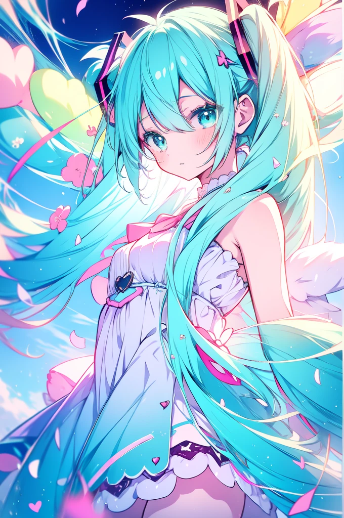 miku hatsune, sweets dream, colorful world, Cute, pastels, love, sings🎤, enjoy, top-quality, Masterpiece