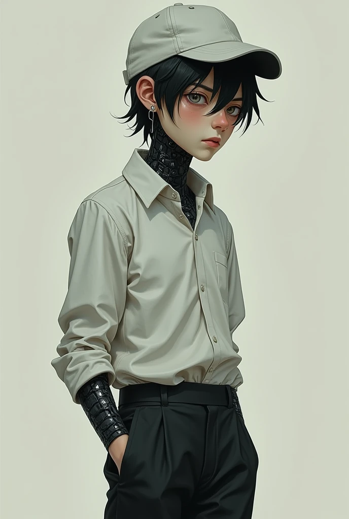 arafed young cartoon man in a white shirt and tie adjusting his tie, wearing a shirt with a tie, by Amelia Peláez, by Ramón Silva, photographed in film, film shot, wearing in shirt, grainy monochrome photo, boy has short black hair, by Albert Welti, candid photo, shot with an analog camera, low-key