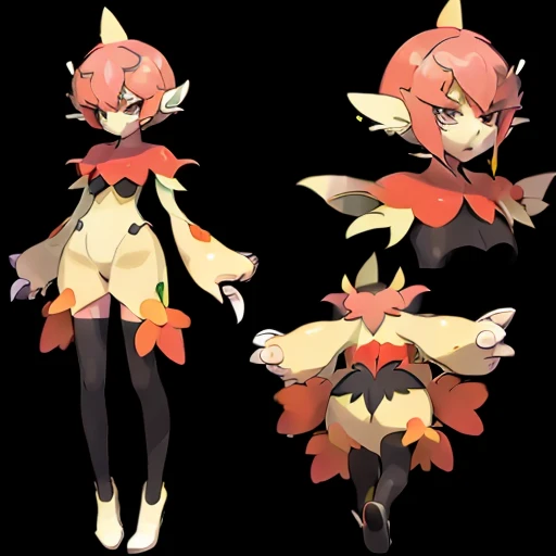 (((Best Quality))) , ((full body)), multiple views, reference sheet, pkmn, monster girl,