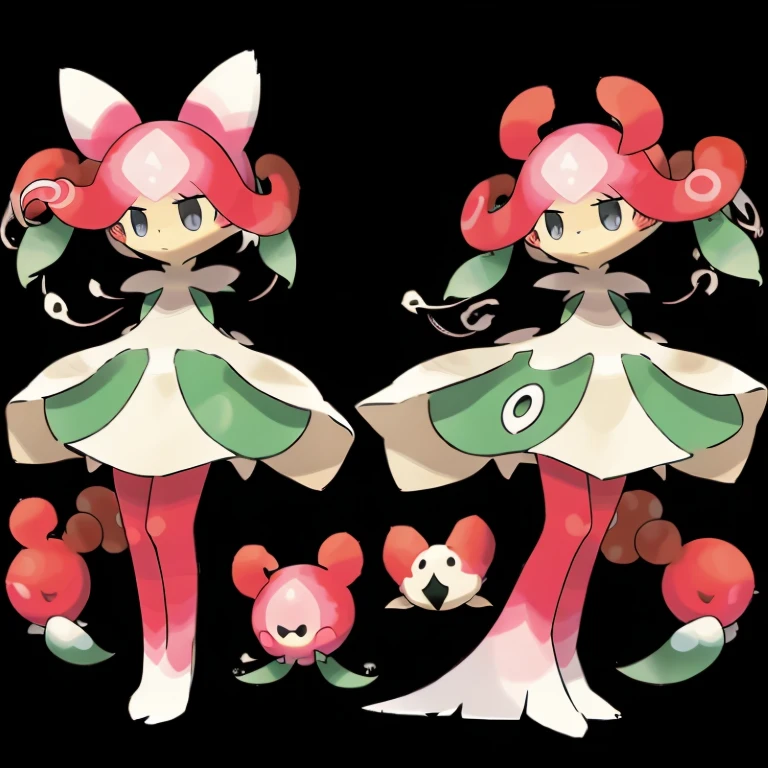 (((Best Quality))) , ((full body)), multiple views, reference sheet, pkmn, girl, tentacle,