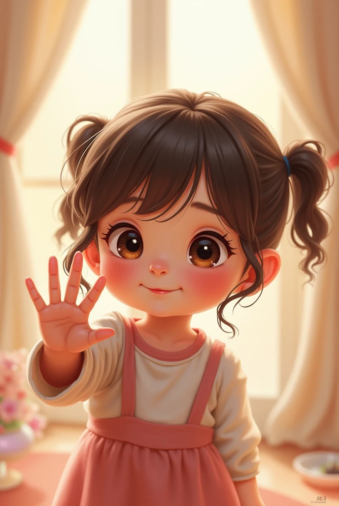 The following scenes are depicted using a chibi girl doll.(Photorealistic、Pointing at the stars in the night sky、smile)