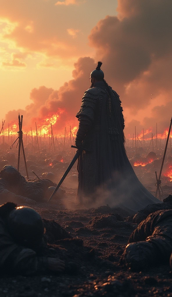 As the sun sets on the battlefield, the victorious Vikings celebrate their triumph by drinking from the skulls of their fallen foes. The golden light of the sunset reflects off the polished bone, creating a hauntingly beautiful scene.