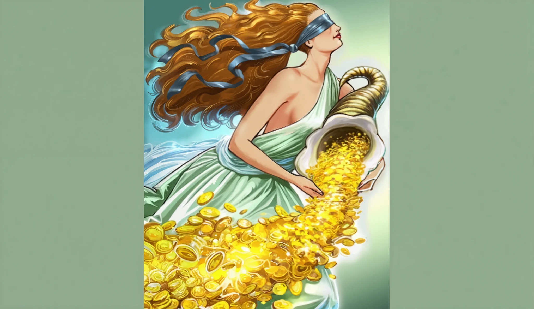 (1 girl, solo, (floating in the sky, sexy posing)), (girl is wearing a golden bikini, (redhead long hair):1.1, (olive eyes, face) ), (background lots of bills and coins, money falling), (realistic)